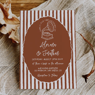 Convites Casamento Pintado à Mão Terracota Retro