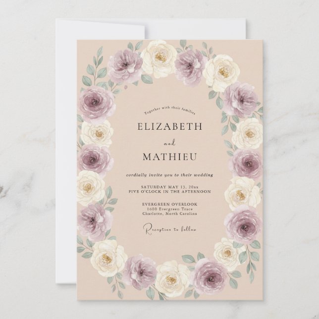 Convites Casamento Pintado Âmbar Champanhe (Frente)