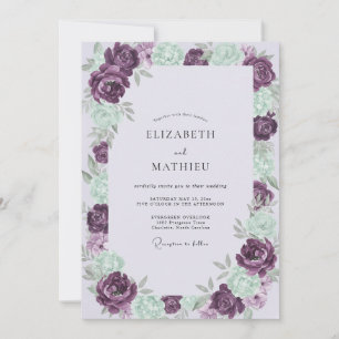 Convites Casamento Pintado Amethyst Seafoam