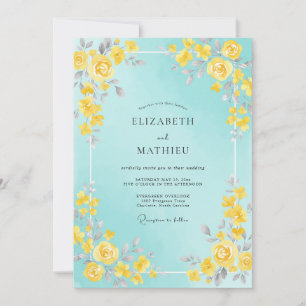 Convites Casamento Pintado Aqua Limão
