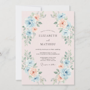 Convites Casamento Pintado Azul Apricot