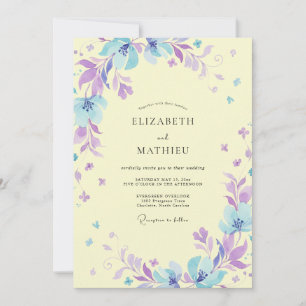 Convites Casamento Pintado Borboleta Azul-Malva Manteiga