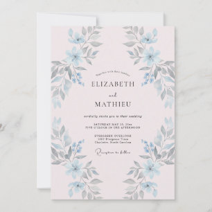 Convites Casamento Pintado Celeste Rosa Pálido