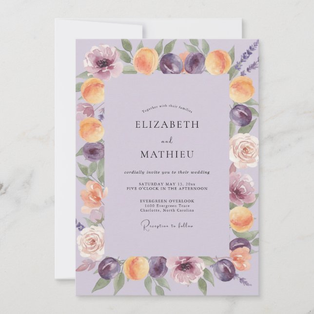 Convites Casamento Pintado com Âmbar Apricot (Frente)