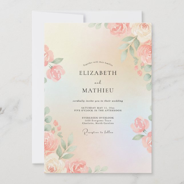 Convites Casamento Pintado com Apricot Suave (Frente)