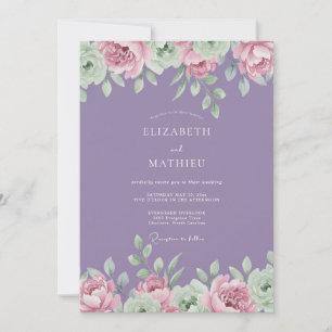 Convites Casamento Pintado com Aquarela Lavanda