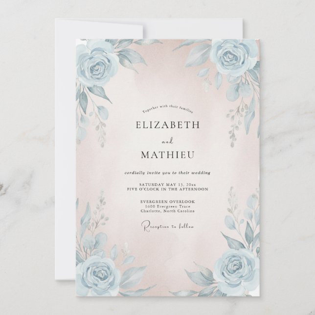Convites Casamento Pintado com Bege Azure (Frente)