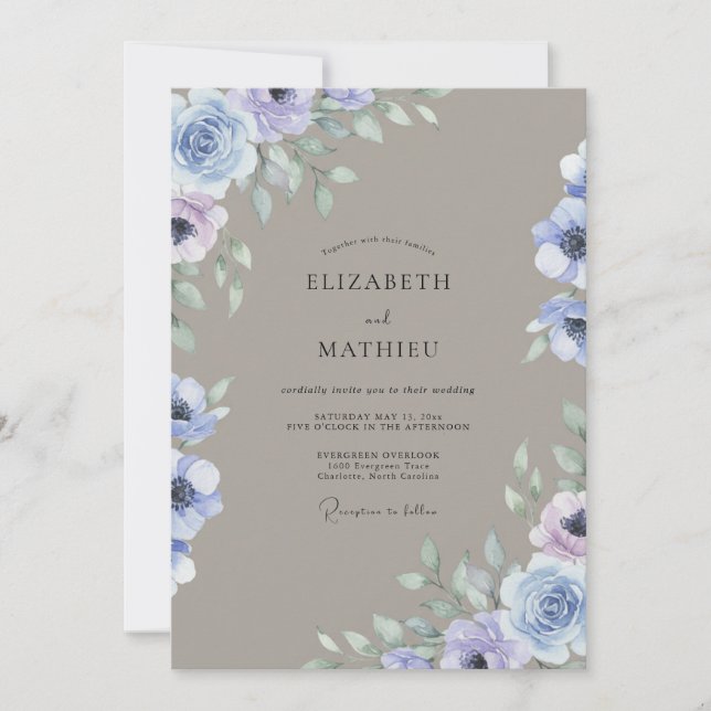 Convites Casamento Pintado com Bege e Azul-Malhada (Frente)