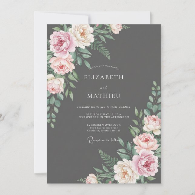 Convites Casamento Pintado com Blush de Carvão (Frente)