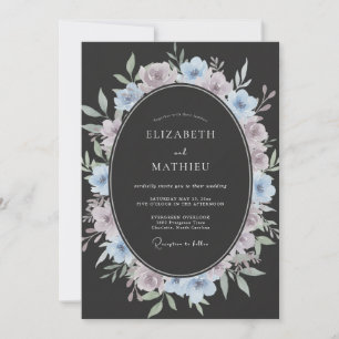 Convites Casamento Pintado com Carvão e Periwinkle