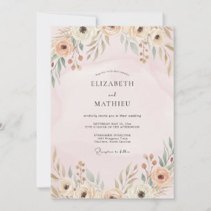 Convites Casamento Pintado com Champagne Blush