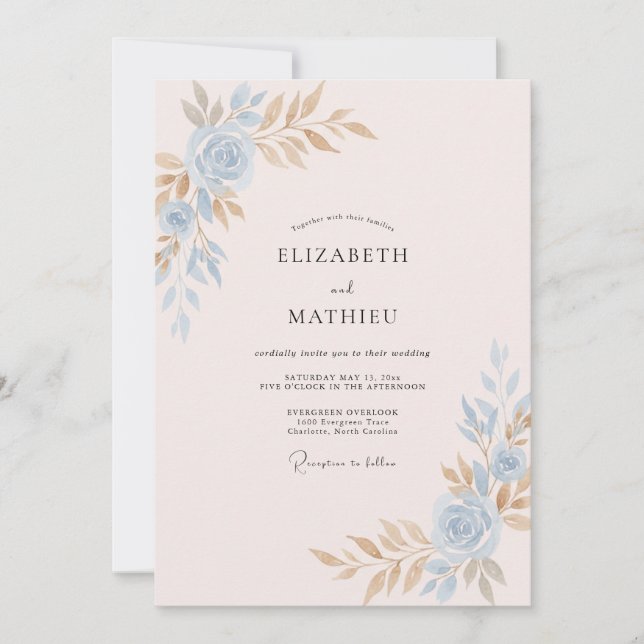 Convites Casamento Pintado com Champanhe Rosado (Frente)