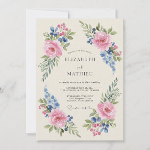 Convites Casamento Pintado com Cornflower Rosado