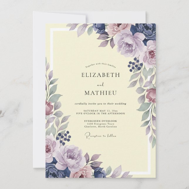 Convites Casamento Pintado com Creme de Lavanda (Frente)