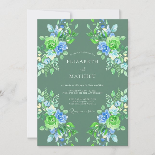 Convites Casamento Pintado com Flor de Milho Salvia (Frente)