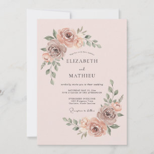 Convites Casamento Pintado com Flores de Pêssego