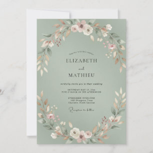 Convites Casamento Pintado com Folhagem Celadon