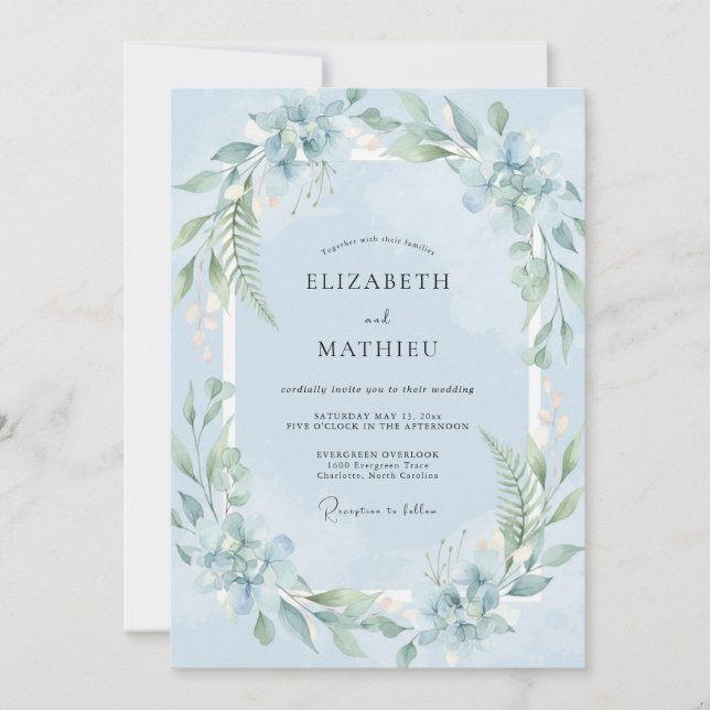 Convites Casamento Pintado com Folhas em Pó (Frente)