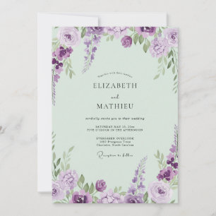 Convites Casamento Pintado com Lavanda Suave e Hortelã