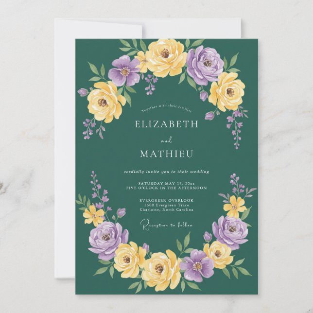 Convites Casamento Pintado com Mostarda Violeta (Frente)