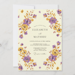 Convites Casamento Pintado com Mostarda Violeta Vintage