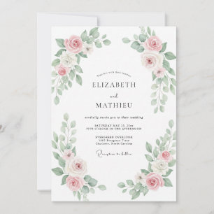 Convites Casamento Pintado com Rosa Bege