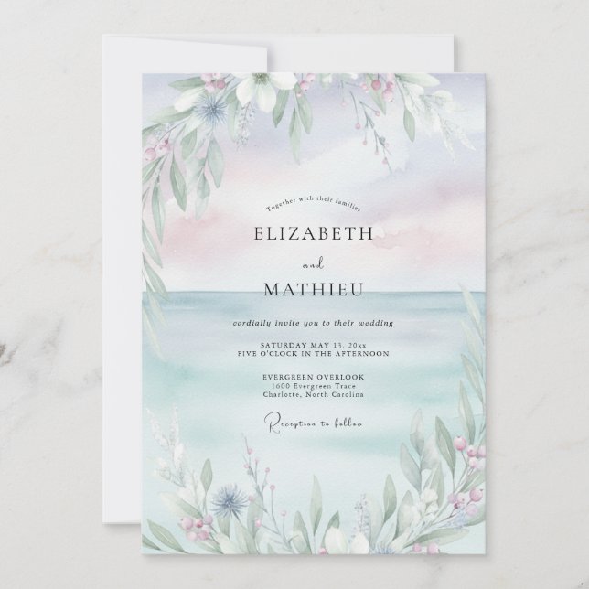 Convites Casamento Pintado com Rosa Vinca (Frente)
