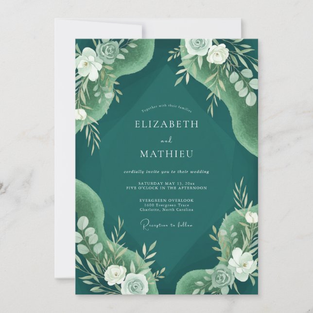Convites Casamento Pintado com Vinha da Floresta (Frente)