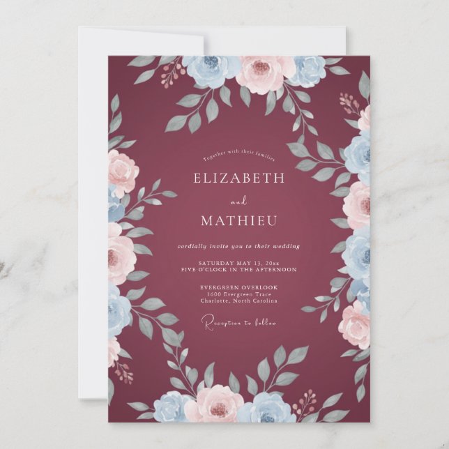 Convites Casamento Pintado com Vinho Rosado (Frente)