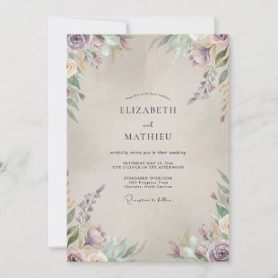 Convites Casamento Pintado com Violeta Champanhe