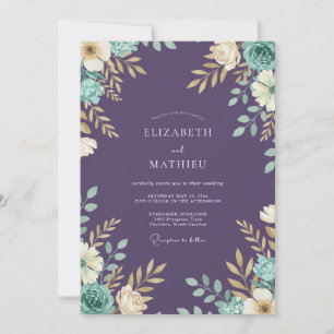 Convites Casamento Pintado com Violeta Meadow Mint