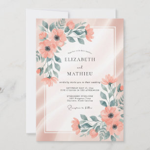 Convites Casamento Pintado Coral Aqua