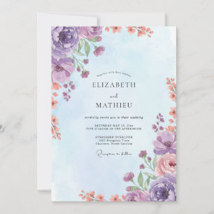Convites Casamento Pintado Coral Suave Ametista