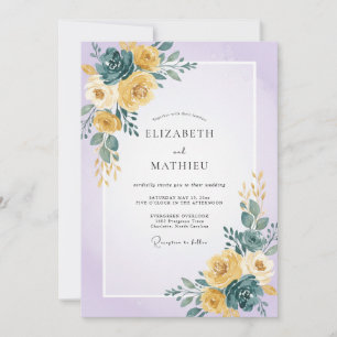 Convites Casamento Pintado de Amarelo e Azul Turquesa