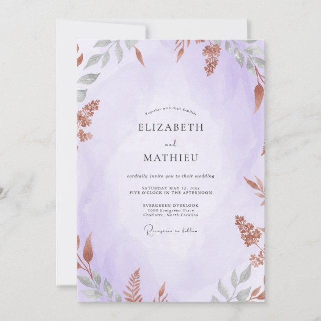 Convites Casamento Pintado de Âmbar Roxo (Frente)