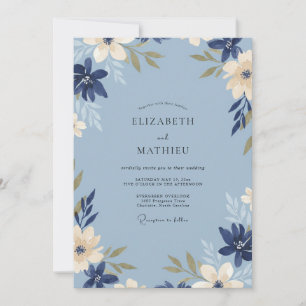 Convites Casamento Pintado de Azul Aço Marinho
