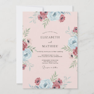Convites Casamento Pintado de Azul Borgonha
