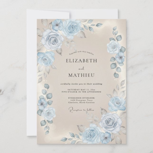Convites Casamento Pintado de Azul Céu (Frente)
