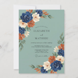 Convites Casamento Pintado de Azul Marinho Cobre