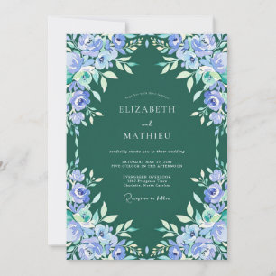 Convites Casamento Pintado de Azul-pervinca e Turquesa