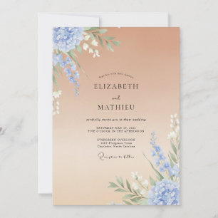 Convites Casamento Pintado de Bege e Periwinkle