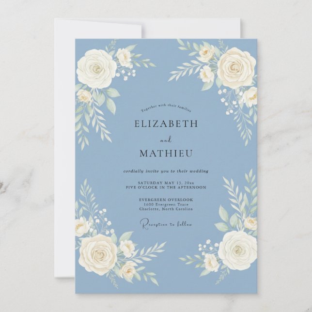 Convites Casamento Pintado de Branco com Centaurea (Frente)