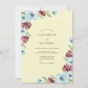 Convites Casamento Pintado de Burgundy Primrose