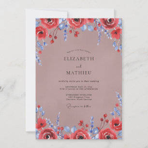 Convites Casamento Pintado de Carmesim Malva