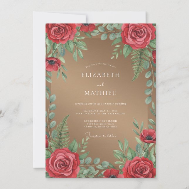 Convites Casamento Pintado de Carmesim Tão (Frente)
