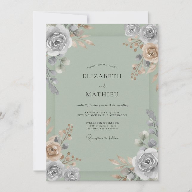 Convites Casamento Pintado de Celadon (Frente)