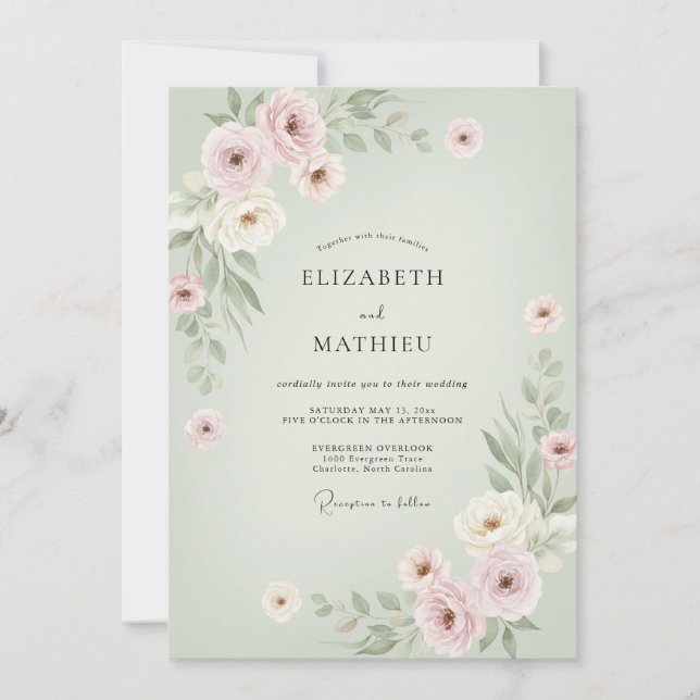 Convites Casamento Pintado de Celadon Roxo (Frente)