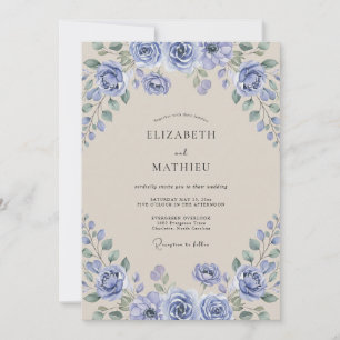 Convites Casamento Pintado de Champanhe e Periwinkle