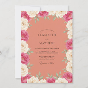 Convites Casamento Pintado de Coral Macio Magenta
