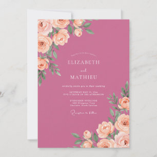Convites Casamento Pintado de Coral Magenta